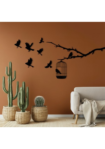 Kafesten Uçan Kuşlar Temalı Ahşap Duvar Tablosu fiyatları