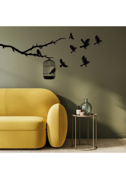Kafesten Uçan Kuşlar Temalı Ahşap Duvar Tablosu modelleri