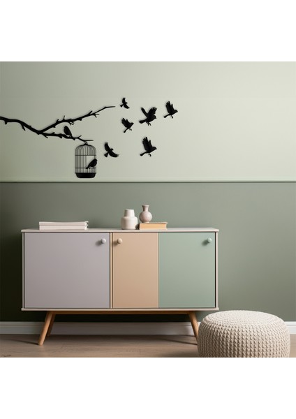 Kafesten Uçan Kuşlar Temalı Ahşap Duvar Tablosu fırsatları