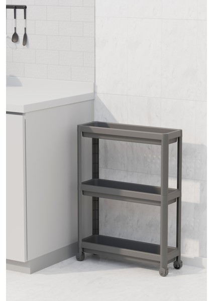 Beyaz Tekerlekli Dikdörtgen 3 Katlı Çok Amaçlı Raf, Düzenleyici Organizer indirimleri