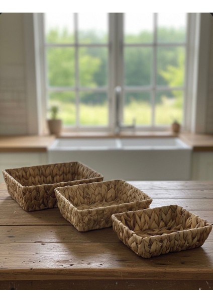 3'lü Dikdörtgen Hasır Organizer Sepet modelleri