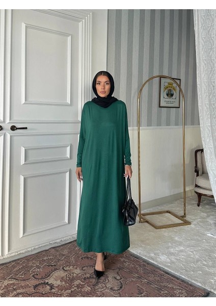 Yarasa Kol Tesettür Uzun Elbise