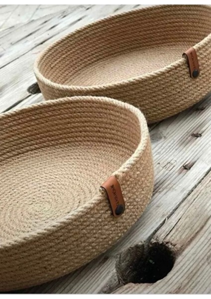 3'lü Hasır Sepet Takımı, Mutfak ve Banyo Organizerleri, Kahverengi