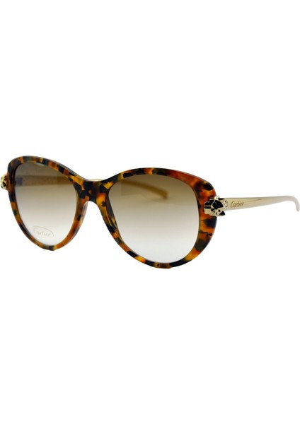 Panthere De Gold Cat Eye Havana Kahverengi Altın Kadın Güneş Gözlüğü