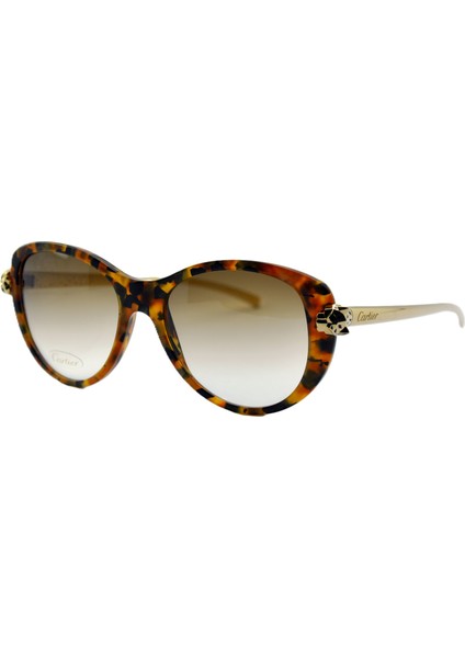 Panthere De Gold Cat Eye Havana Kahverengi Altın Kadın Güneş Gözlüğü indirimleri
