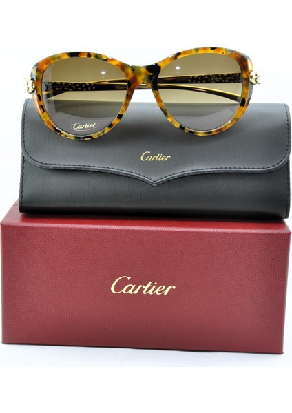 Panthere De Gold Cat Eye Havana Kahverengi Altın Kadın Güneş Gözlüğü