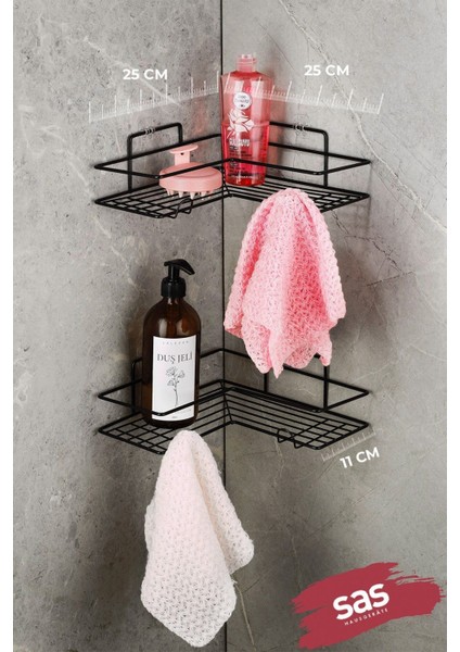 Siyah 2’li Yapışkanlı L Köşelik Banyo Rafı Paslanmaz Metal Köşe Düzenleyici modelleri