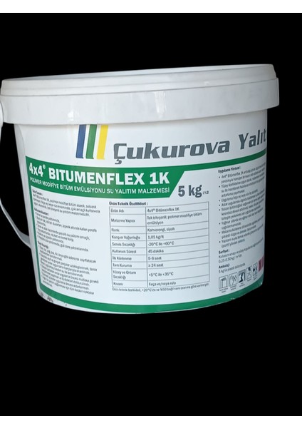 Çukurova Yalıtım 4x4 Bıtumenflex 1 K 5 kg fiyatları
