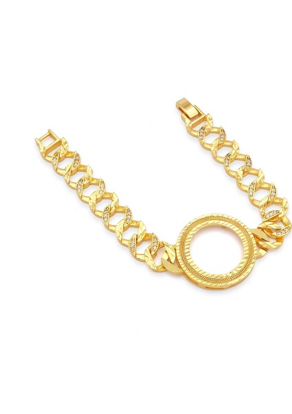 altın kaplama zirkon taşlı desenli yarım çerçeveli zincir bileklik blk-1204 fiyatları