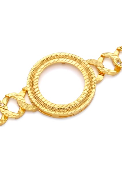 altın kaplama zirkon taşlı desenli yarım çerçeveli zincir bileklik blk-1204 modelleri