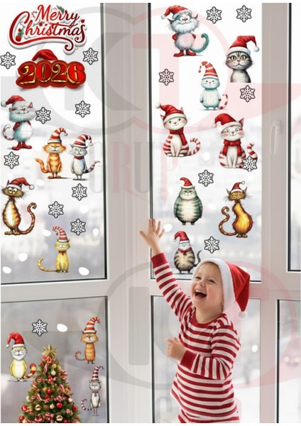 Yeni Yıl Yılbaşı Figürleri Hoşgeldin 2026 Yeni Sezon Cam Kapı Duvar Sticker Seti