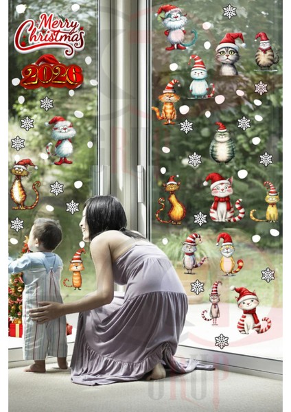 Yeni Yıl Yılbaşı Figürleri Hoşgeldin 2026 Yeni Sezon Cam Kapı Duvar Sticker Seti fiyatları