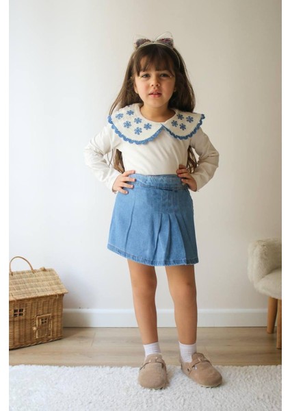 Bebe Yaka Şort Etekli Takım