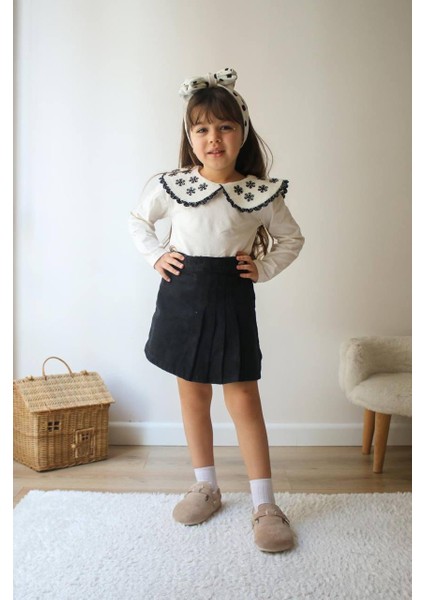 Bebe Yaka Şort Etekli Takım