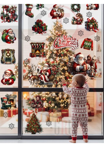 Yeni Yıl Yılbaşı Figürleri Hoşgeldin 2026 Yeni Sezon Cam Kapı Duvar Sticker Seti