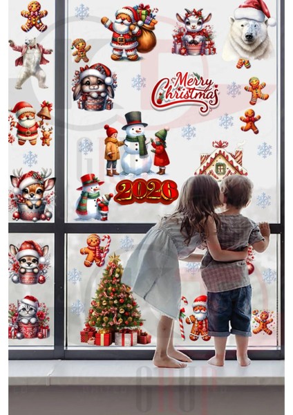 Yeni Yıl Yılbaşı Figürleri Hoşgeldin 2026 Yeni Sezon Cam Kapı Duvar Sticker Seti fiyatları