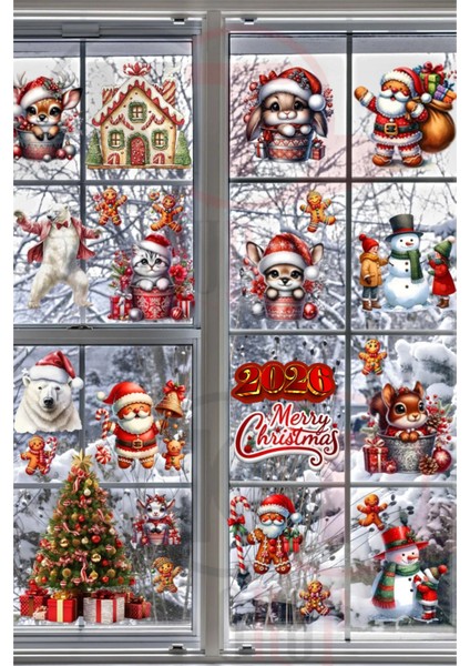 Yeni Yıl Yılbaşı Figürleri Hoşgeldin 2026 Yeni Sezon Cam Kapı Duvar Sticker Seti modelleri