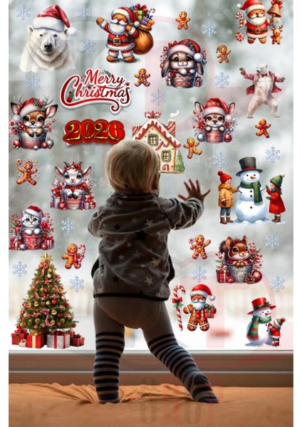 Yeni Yıl Yılbaşı Figürleri Hoşgeldin 2026 Yeni Sezon Cam Kapı Duvar Sticker Seti fırsatları