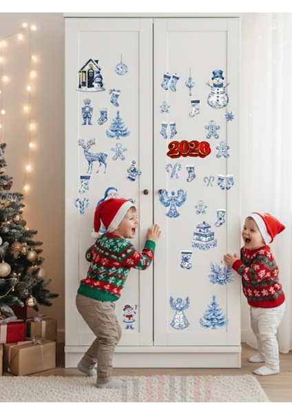 Yeni Yıl Yılbaşı Figürleri Hoşgeldin 2026 Yeni Sezon Cam Kapı Duvar Sticker Seti fiyatları
