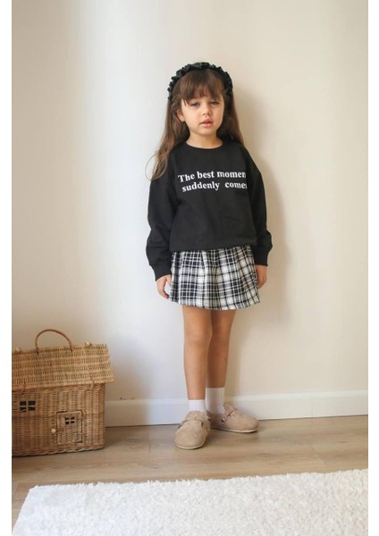 Ekose Desenli Şort Etekli Takım