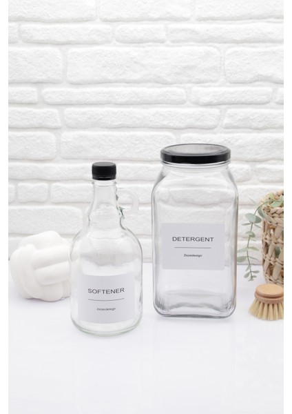 Geniş Kapasiteli Cam Deterjan ve Yumuşatıcı Şişesi Seti, 3000ML ve 1000ML modelleri
