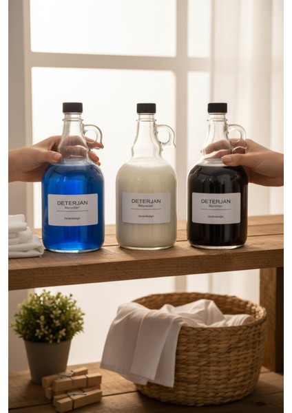 3'lü 1000 ml Sıvı Deterjan Seti Siyah Kapak, Beyazlar-Renkli- Siyahlar