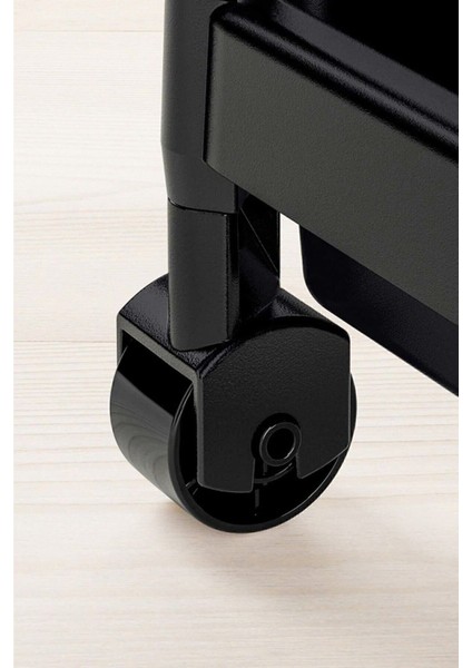 Çok Amaçlı Siyah 3 Katlı Tekerlekli Dikdörtgen Plastik Banyo Rafı