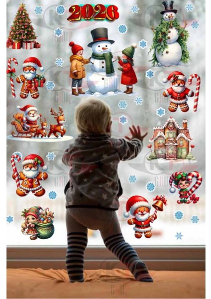 Yeni Yıl Yılbaşı Figürleri Hoşgeldin 2026 Yeni Sezon Cam Kapı Duvar Sticker Seti fiyatları