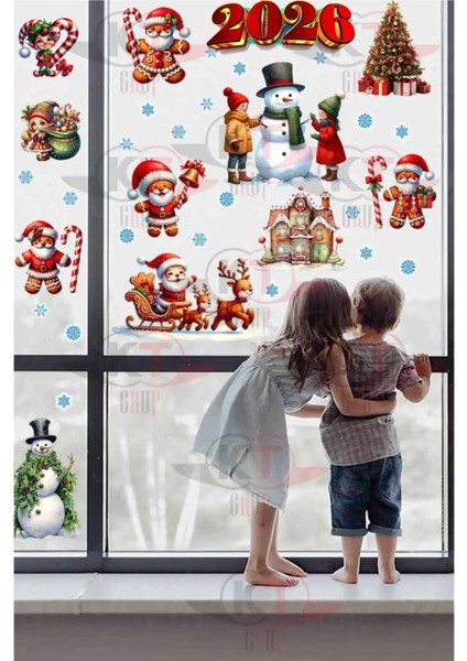 Yeni Yıl Yılbaşı Figürleri Hoşgeldin 2026 Yeni Sezon Cam Kapı Duvar Sticker Seti modelleri