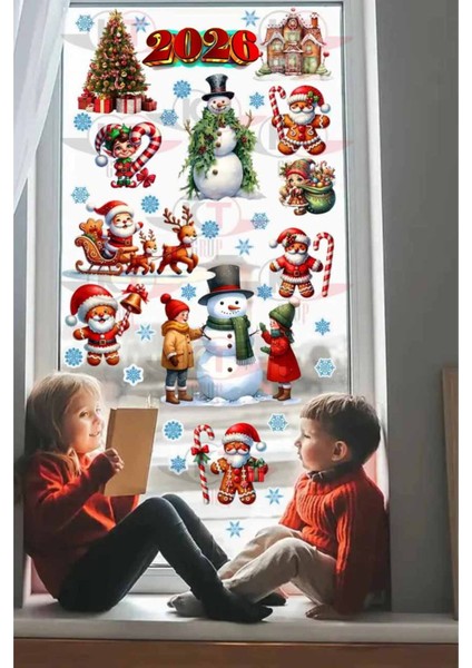 Yeni Yıl Yılbaşı Figürleri Hoşgeldin 2026 Yeni Sezon Cam Kapı Duvar Sticker Seti fırsatları