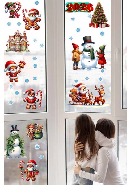 Yeni Yıl Yılbaşı Figürleri Hoşgeldin 2026 Yeni Sezon Cam Kapı Duvar Sticker Seti indirimleri