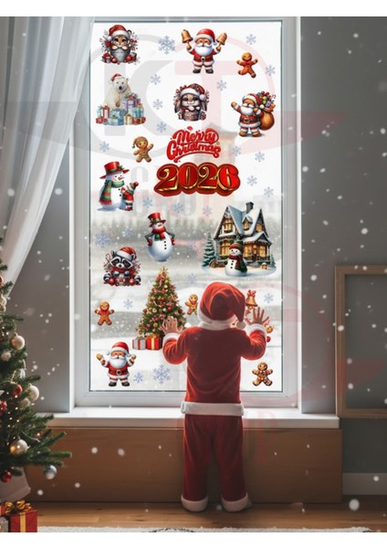 Yeni Yıl Yılbaşı Figürleri Hoşgeldin 2026 Yeni Sezon Cam Kapı Duvar Sticker Seti
