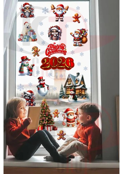 Yeni Yıl Yılbaşı Figürleri Hoşgeldin 2026 Yeni Sezon Cam Kapı Duvar Sticker Seti fiyatları