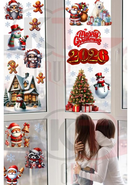Yeni Yıl Yılbaşı Figürleri Hoşgeldin 2026 Yeni Sezon Cam Kapı Duvar Sticker Seti fırsatları