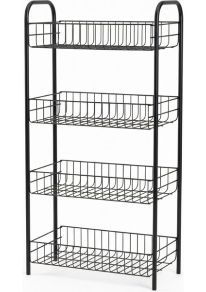 Dört Katlı Çok Amaçlı Metal Banyo Rafı, Siyah, 80X40X23 cm fırsatları