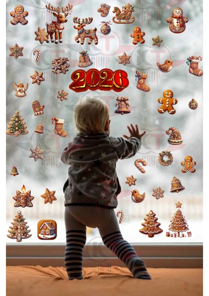 Yeni Yıl Yılbaşı Figürleri Hoşgeldin 2026 Yeni Sezon Cam Kapı Duvar Sticker Seti modelleri