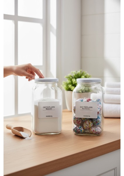 Renkli Cam Kavanoz 3l, Beyaz Kapak, Düzen ve Dekor Için Şık Seçenek