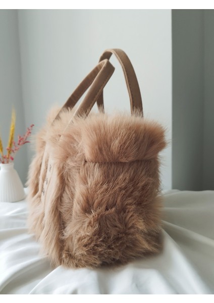 Vintage Peluş Kürk Model Sonbahar, Kış The Bag Bonjeur Kadın El, Kol, Omuz Çanta