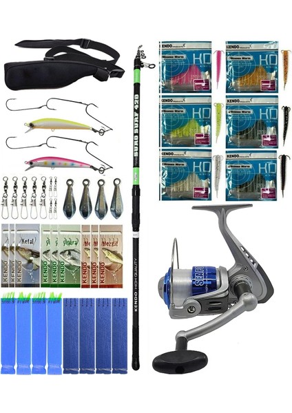 Olta Seti Kendo Suro Surf 420CM 100-200GR Teleskopik Olta Kamışı&kendo Sea Power 5000 Olta Makinesi