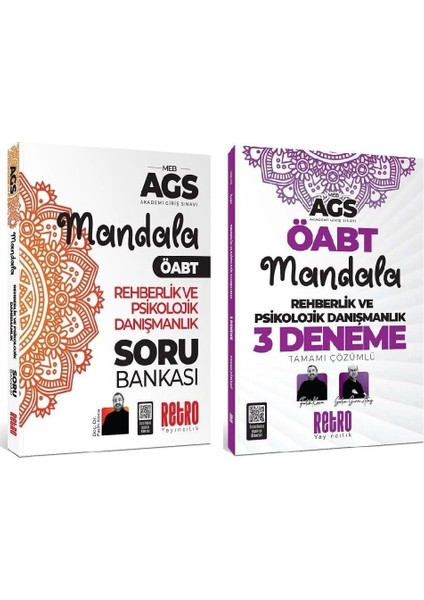 Retro Öabt Meb-Ags Rehberlik ve Psikolojik Danışmanlık Mandala Soru Bankası + 3 Deneme 2 Li Set - Fatih Koca, Selim Sırrı Atay Retro Yayıncılık