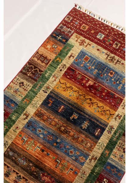 El Dokuma Afgan Halı Gebbeh Desenli Yolluk Kırmızı Renk indirimleri