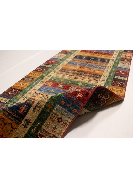 El Dokuma Afgan Halı Gebbeh Desenli Yolluk Kırmızı Renk