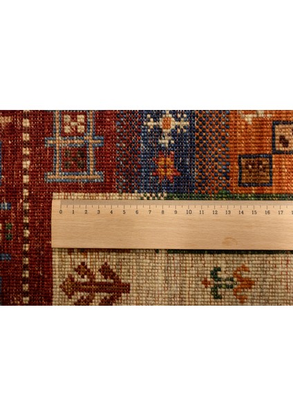 El Dokuma Afgan Halı Gebbeh Desenli Yolluk Kırmızı Renk