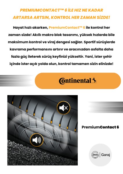 235/50R19 99V Continental Premiumcontact6 Vol - 2024 Yaz - Grupgaraj Güvencesiyle!