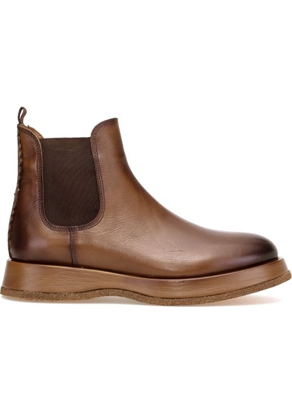 152-22327 Erkek Hakiki Deri Chelsea Bot Kahverengi