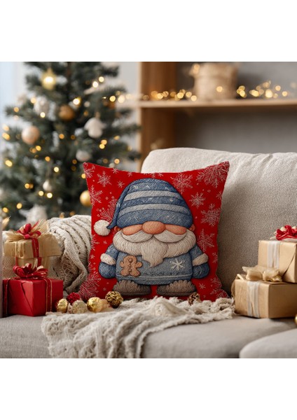 Yılbaşı Noel Baba Nakış Desenli, Dijital Baskılı, Çift Taraflı Kırlent Kılıfı. 2'li Set Kırlent Kılıfı modelleri