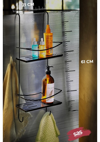 Paslanmaz Kristal Banyo Rafı Siyah, Şampuanlık ve Düzenleyici, Uzun Ömürlü, Şık Tasarım modelleri