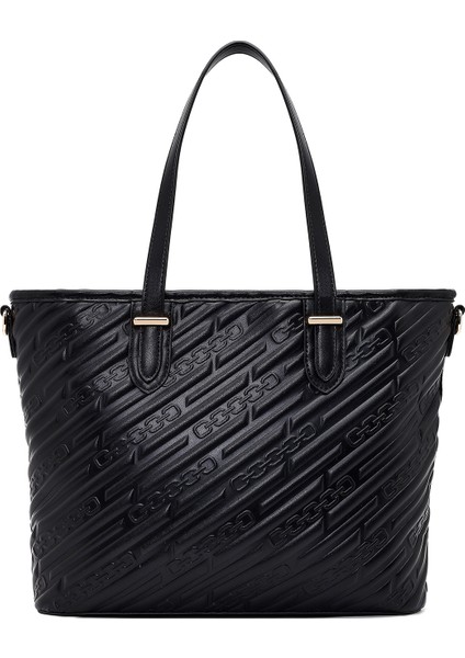 Kadın Siyah Baskılı Uzun Askılı Charmlı Klasik Omuz Çantası 25WBD286226 fırsatları