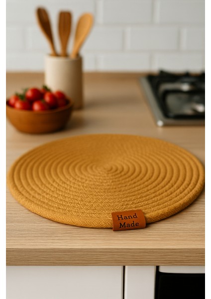 6'lı Jut Supla Amerikan Servis Takımı – %100 Pamuk, El Yapımı, Kaymaz Yuvarlak Tabak Altlığı modelleri