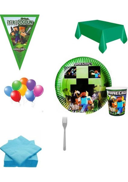 Mncraft Temalı Doğum Günü Tam Set